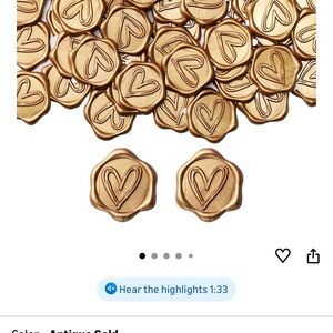 50 pc Faux Gold Wax Seal Stickers - Heart Design (Pack)